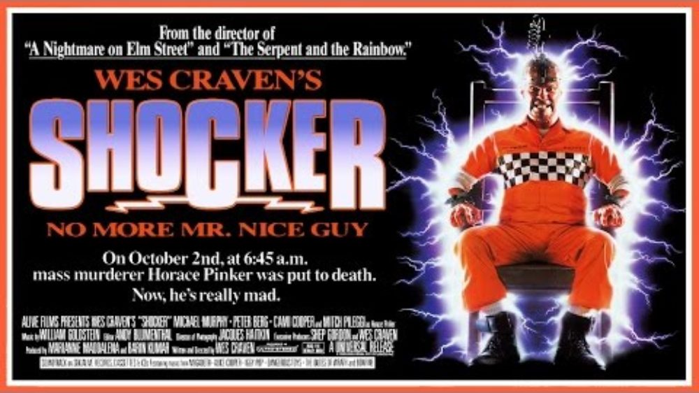 Mitch Pileggi Shocker movie poster being electrocuted in electric chair