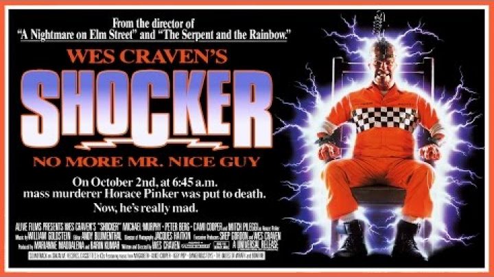 Mitch Pileggi actor in movie Shocker movie poster being electrocuted in electric chair