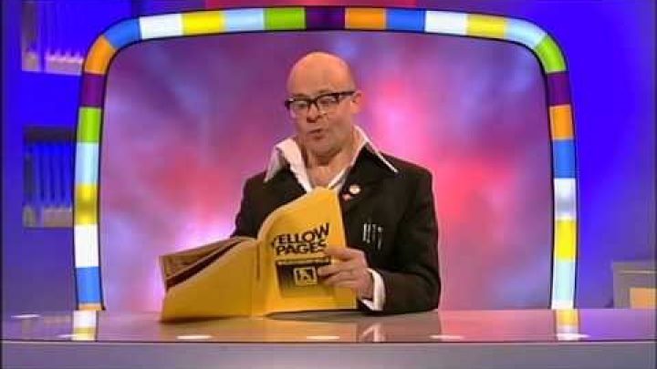 Harry Hill funny British TV Host reading the yellow pages