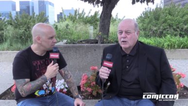 Michael Ironside interview holding microphone